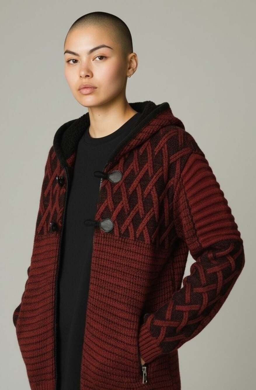 Young Republic Red and Black Cross Pattern Full Zip Hoodie Sweater XL